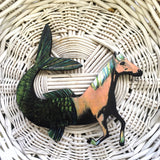 Handmade Horse Mermaid Magnet, Horse Gift, Mermaid Gift, Illustrated Fantasy Gift, Pegasus Weird Horse Art, Horse Girl Gift Housewarming Horse Owner by Pergamo Paper Goods www.pergamopapergoods.com