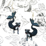Pitbull Earrings, Mermaid Dog Jewelry, Weird Earrings, Kitsch Earrings, Stainless Steel Dangle Earrings, Blue Pitbull Mom Gift by Pergamo Paper Goods www.pergamopapergoods.com.