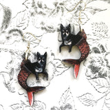 Mermaid Chihuahua Earrings, Mermaid Dog Jewelry, Weird Earrings, Kitsch Earrings, Stainless Steel Dangle Earrings, Illustrated Retro Dog Art by Pergamo Paper Goods www.pergamopapergoods.com.