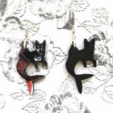 Mermaid Chihuahua Earrings, Mermaid Dog Jewelry, Weird Earrings, Kitsch Earrings, Stainless Steel Dangle Earrings, Illustrated Retro Dog Art by Pergamo Paper Goods www.pergamopapergoods.com.