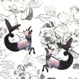 Capricorn Earrings - Mermaid Goat Earrings - Illustrated Zodiac Jewelry by Pergamo Paper Goods www.pergamopapergoods.com.