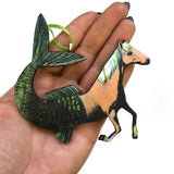 Fantasy Horse Ornament, Mermaid Christmas Decoration, Animal Rescue Foster, Gifts for Horse Lovers, Jockey Stable Mare Weird Illustrated Handmade Wholesale Ornaments by Pergamo Paper Goods www.pergamopapergoods.com.