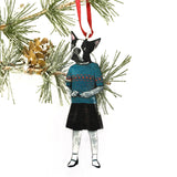 Handmade Boston Terrier Ornament, Wood Illustrated Dog Laser Cut Weird Ornaments, Dog Mom Gift, Memorial Gifts for Dog Lovers, Wholesale Ornaments, Rescue Gifts by Pergamo Paper Goods www.pergamopapergoods.com.