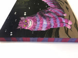 Cheshire Cat Art, Mixed Media Alice in Wonderland, Collage Wall Art, Pink and Purple StripeS, Vintage Painting, Weird Art on Canvas by Gianna Pergamo- Pergamo Paper Goods - www.pergamopapergoods.com.