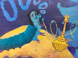 Alice in Wonderland Art, Surreal Mixed Media Hookah Caterpillar, Collage Wall Art, Mushrooms Mushroom, Vintage Painting, Weird Art on Wood by Gianna Pergamo - Pergamo Paper Goods www.pergamopapergoods.com