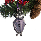 Frenchie Ornament, French Bulldog Holiday Laser Ornaments, Dog Rescue, Animal Lover Weird Christmas Decoration, Vintage Clown Pierrot by Pergamo Paper Goods