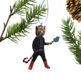 Cat Ornament Weird, Holiday Laser Ornaments, Calico Kitty Sailor Fishing, Animal Lover Funny Christmas Decoration, Vintage Holidays by Pergamo Paper Goods