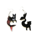 Pitbull Chihuahua Earrings, Mismatched Mermaid Dog Jewelry, Weird Earrings Kitsch Lightweight Dangle Earrings Surreal Illustrated Retro Art