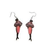 Funny Earrings, Dressed Up Dog Jewelry, Weird Earrings, Kitsch Earrings, Stainless Steel Dangle Clip Ons, Illustrated Retro Dog Rescue Art