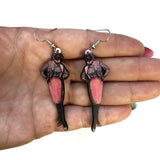 Funny Earrings, Dressed Up Dog Jewelry, Weird Earrings, Kitsch Earrings, Stainless Steel Dangle Clip Ons, Illustrated Retro Dog Rescue Art