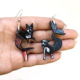Pitbull Chihuahua Earrings, Mismatched Mermaid Dog Jewelry, Weird Earrings Kitsch Lightweight Dangle Earrings Surreal Illustrated Retro Art