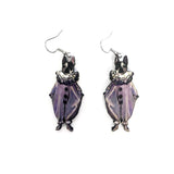 Pierrot Earrings, Funny Frenchie Dog Jewelry, Odd Clown Jewelry, French Bulldog Weird Earrings, Vintage Harlequin Illustration Dangle