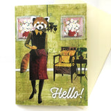 Red Panda Lady Greeting Card