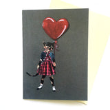 "Happy Birthday" Cat with Heart Balloon Card
