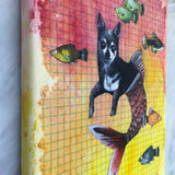 Original Dog Illustration- Chihuahua Mermaid- 8x10" Collage Painting By Gianna Pergamo (Pergamo Paper Goods)