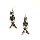 Calico Cat Mermaid Earrings