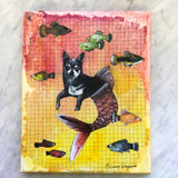 Original Dog Illustration- Chihuahua Mermaid- 8x10" Collage Painting By Gianna Pergamo (Pergamo Paper Goods)