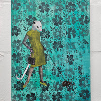 Possum with Tick - Original Collage Painting