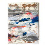 Clouds Abstract Art, Mountain Landscape Cave Inspired Colorful Mixed Media Art, Collage Wall Painting, Original Acrylic Wall Art