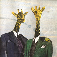 Gay Giraffes Art, Mini Painting, Vintage Inspired Mixed Media Art, Collage Wall Painting, Original Acrylic Artwork, Weird Animal Lover Gift