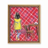 Shih Tzu Art Print, 8x10 Retro Wall Decor, Vintage Dog Girl Gifts, Surreal Weird Art Kitsch, 60s 70s Art Plaid Mixed Media Collage