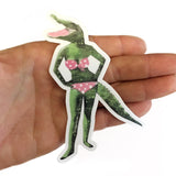 Weird Sticker Alligator, Bikini Crocodile Stickers Laptop Decal, Bumper Sticker Pack, Girl Power Boss Lady, Weird Stuff Decals Surreal Art