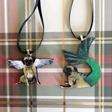 Mini Pug Ornaments, Dog Mermaid Angel Christmas, Surreal Vintage Christmas, Pet Memorial Ornaments, Weird Art Quirky Gift