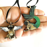 Mini Pug Ornaments, Dog Mermaid Angel Christmas, Surreal Vintage Christmas, Pet Memorial Ornaments, Weird Art Quirky Gift