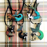 Mermaid Dog Ornaments Mini, Pug Pit Bull Chihuahua Rat Terrier Christmas, Surreal Vintage Christmas, Quirky Puppy Ornament Weird Art