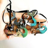 Mermaid Dog Ornaments Mini, Pug Pit Bull Chihuahua Rat Terrier Christmas, Surreal Vintage Christmas, Quirky Puppy Ornament Weird Art