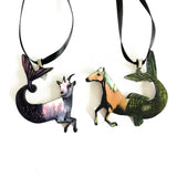 Mini Mermaid Ornaments, Goat Horse Christmas, Surreal Vintage Christmas, Weird Ornaments, Weird Art Quirky Gift, Capricorn Collage Gifts