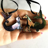 Mini Mermaid Ornaments, Goat Horse Christmas, Surreal Vintage Christmas, Weird Ornaments, Weird Art Quirky Gift, Capricorn Collage Gifts