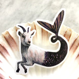 Capricorn Sticker - Goat Mermaid Laptop Stickers for Animal Lovers By Pergamo Paper Goods. Vintage Inspired Collage Art for Animal Lovers.