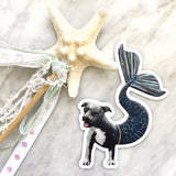 Pit Bull Mermaid Vinyl Sticker - Pit Bull Stickers for Dog Lovers! By Pergamo Paper Goods- Vintage inspired collage art for animal lovers