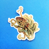 Vintage Nature Vinyl Stickers - Waterproof Octopus Sticker - Antique Vinyl Stickers by Pergamo Paper Goods