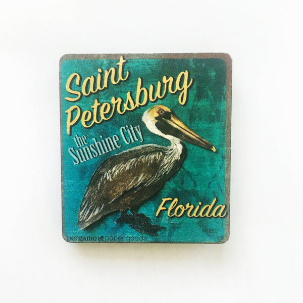 Tampa Bay Florida Handmade Gifts - Saint Petersburg Wood Magnet www.pergamopapergoods.com