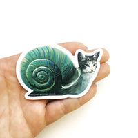 Weird Vinyl Stickers - Snail Cat Illustrated Sticker www.pergamopapergoods.com