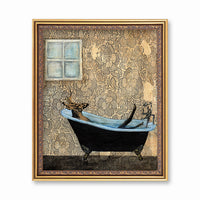 Bath Deer Art Print - 8x10" Print - Mixed Media Bathroom Decor by Pergamo Paper Goods