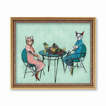 Mixed Media Art for Cat Lovers - Lady Cats Art Print - Lesbian Art by Pergamo Paper Goods