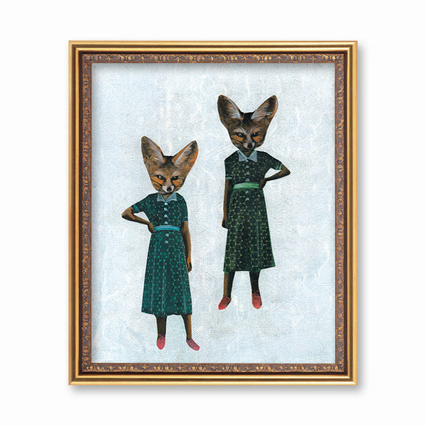 Animal Art for Your Retro Home - Sassy Lady Foxes Art Print - Fox Art by Pergamo Paper Goods