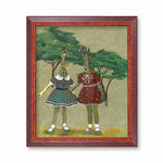 Lesbian Art - Original Mixed Media Animals - Giraffe Girls Art Print by Pergamo Paper Goods