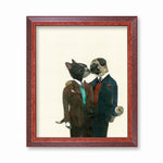 Gay Art for Animal Lovers - Pug and Boston Terrier Kissing Art Print by Pergamo Paper Goods