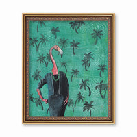 Weird Florida Art - Retro Florida Decor - Lady Flamingo Art Print by Pergamo Paper Goods