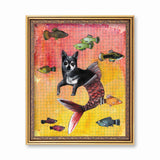 Mermaid Chihuahua Art Print - Art for Chihuahua Owners and Dog Lovers by Pergamo Paper Goods. Vintage Inspired Collage Art for Animal Lovers