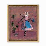 Vintage Style Art Print - Weird Art Cat Lady - 8x10" Animal Art - Mixed Media Florida Artist Pergamo Paper Goods