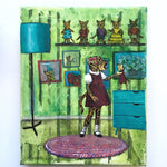 Cheetah with Doll 8x10" Collage Painting