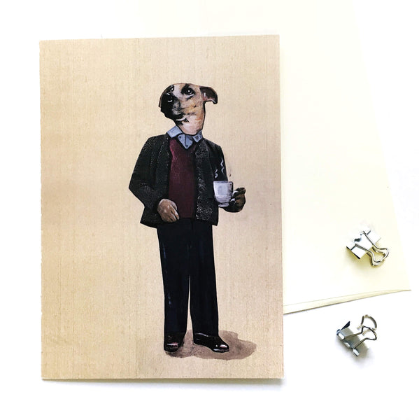 Illustrated Greeting Cards for Dog Lovers - Coffee Dog Greeting Card by Pergamo Paper Goods