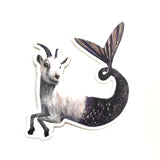 Capricorn Sticker - Goat Mermaid Laptop Stickers for Animal Lovers By Pergamo Paper Goods. Vintage Inspired Collage Art for Animal Lovers.