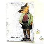 Artistic Greeting Cards for Animal Lovers - I Miss You Fox Card by Pergamo Paper Goods