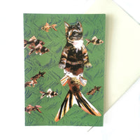 Orange Cat Mermaid Greeting Card